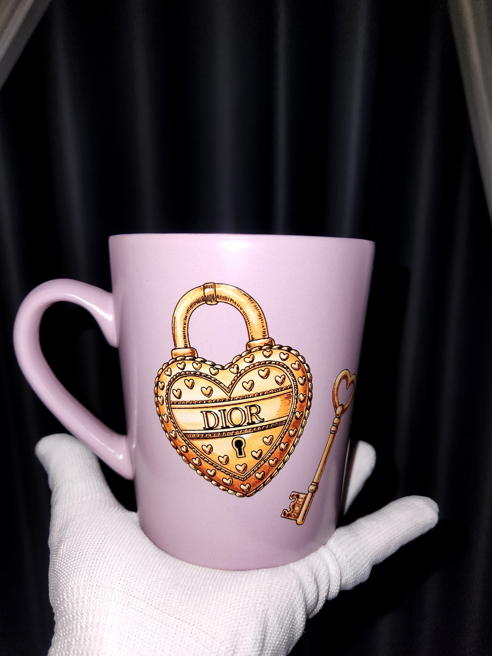 🔥Not Restock🔥 20 OZ Ceramic Coffee Mug Gold Heart Lock Lavender  Made In US